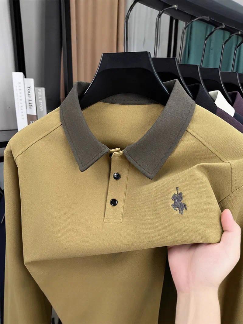 Luxury Brand Designer Clothes New Autumn Long-Sleeve T-Shirt With Embroidered Collar Business Casual Versatile Polo Shirt Comfortable And Breathable