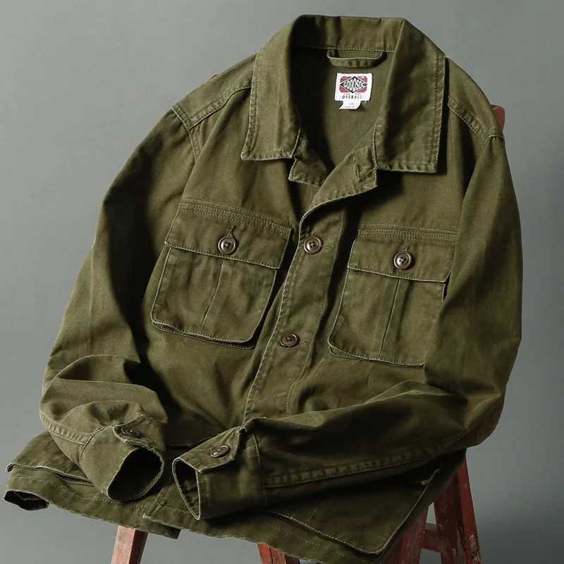 American retro four-pocket hunting lapel work jacket men's military style spring and autumn casual multi-pocket hunting jacket S260918KEZF