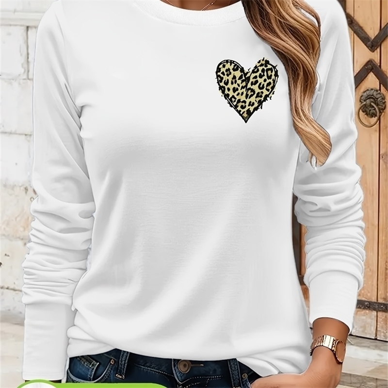 Casual Girls Women Cotton Long Sleeve T-shirt Top Heart Graphic Shirt for Fall Winter Outdoor Tee Fashion 260917