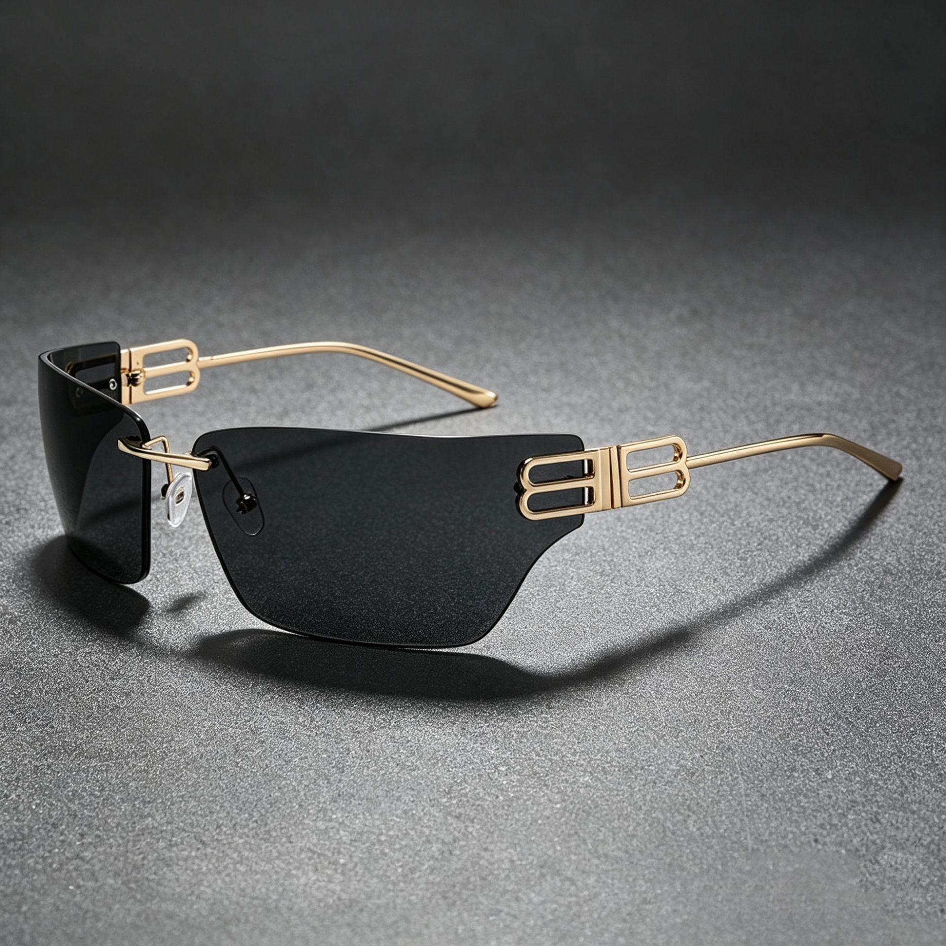 Luxury Fashion Designer Sunglasses B Brand's New Autumn Frameless Cut-Edge Sunglasses, Y2k Hot Girl Style, Curved One-Piece Sunglasses For Wome