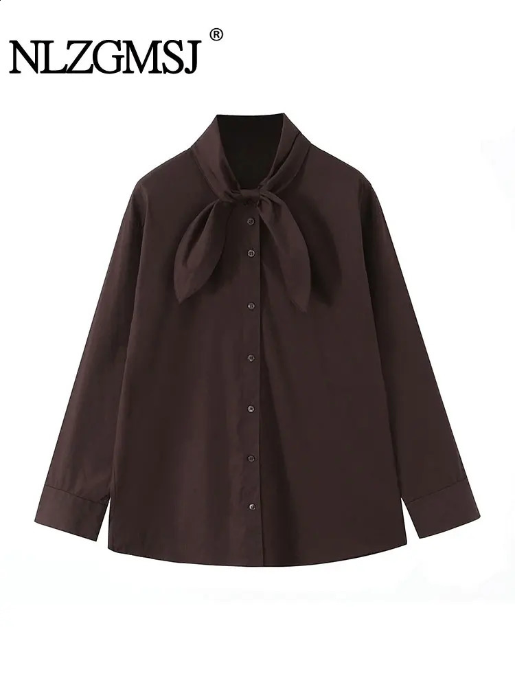 NLZGMSJ Woman Scarf Shirts Autumn Elegant Office Lady Loose Chic Slim Daily Full Sleeve Daily Shirts 260917