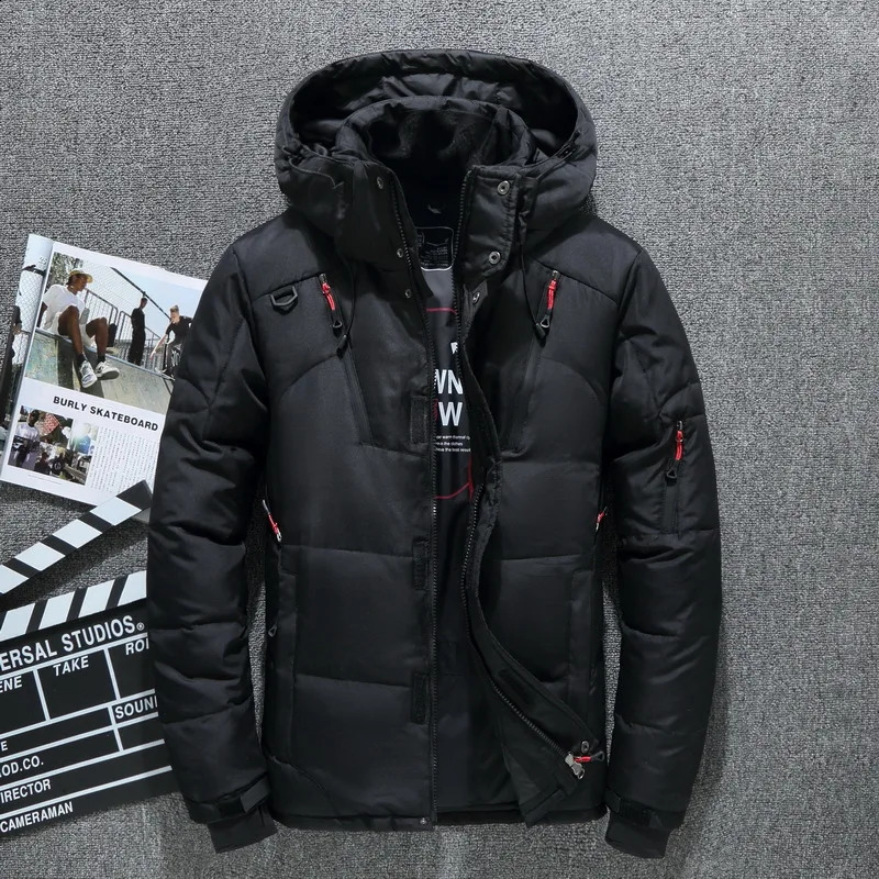 Winter Mens White Duck Down Jacket Warm Hooded Thick Slim Fit Puffer Jacket Coat Male Casual High Quality Overcoat Thermal 260917