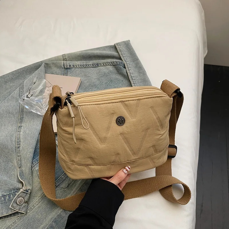 Quilted n Multi-Layer Women Oxford Shoulder Bags Lightweight Sports Travel Ladies Crossbody Bag Solid Color Female Handbag 260917