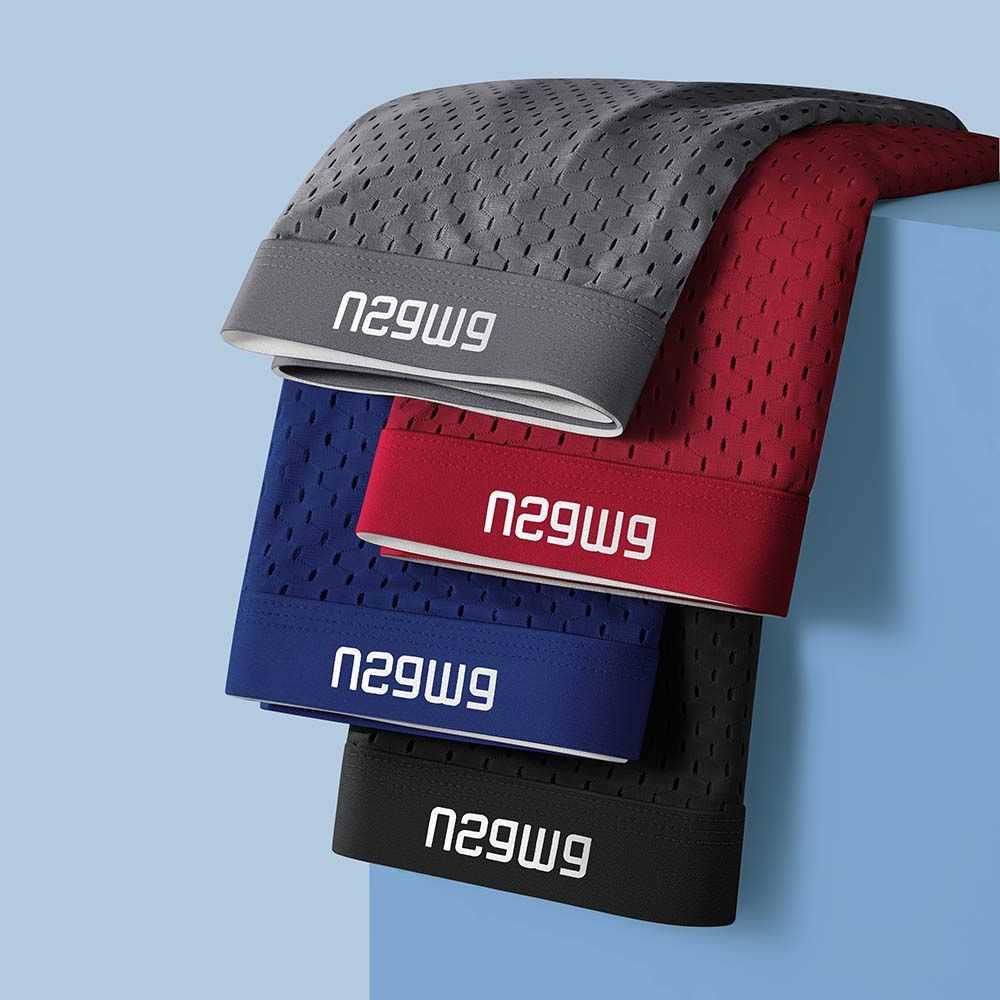 Boxer 4Pcs Ice Silk Men's Shorts Plus Size Cool Breathable Slim Fit Underwear Sexy Mesh Lingerie Panties 5001 D260918