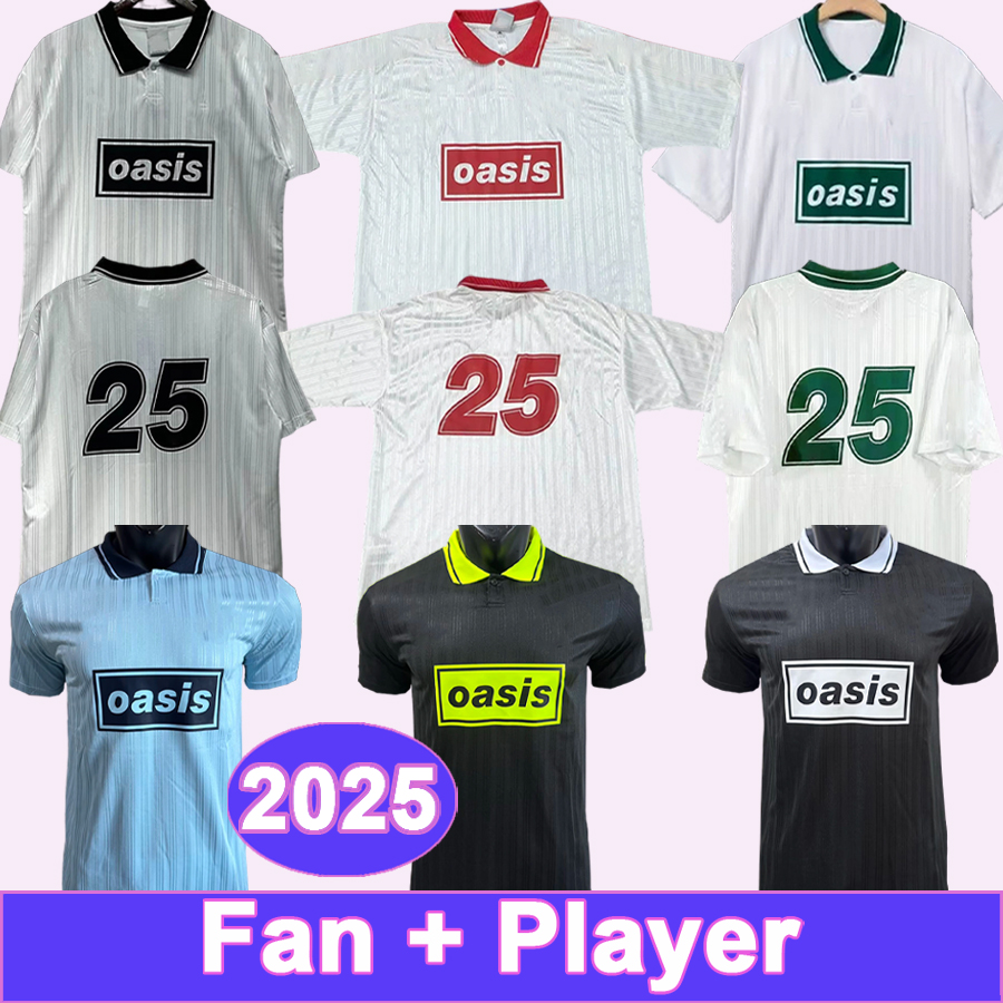 2025 oASiS Live 25 Mens Soccer Jerseys Trendy Version White Blue Black Football Shirt Short Sleeve Adult Uniforms