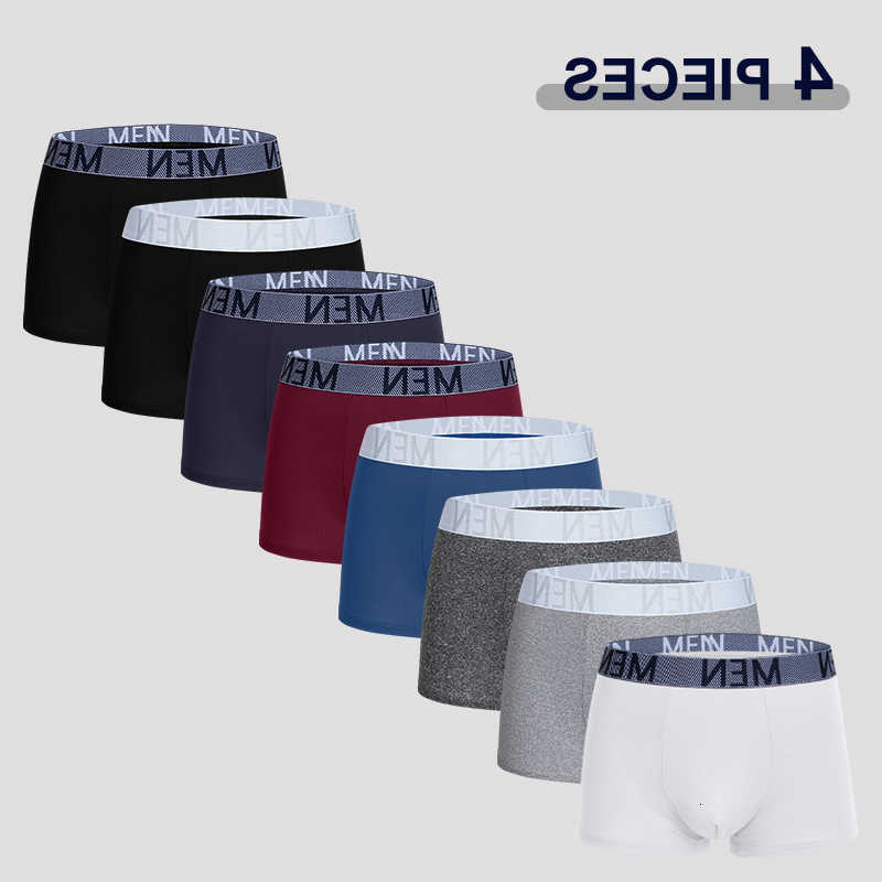 4Pcs Men's Underwear Seamless Underpants Comfortable Medium Waist Boxer Shorts Trendy Soft Breathable Sport Underpants High Elastic Panties D26