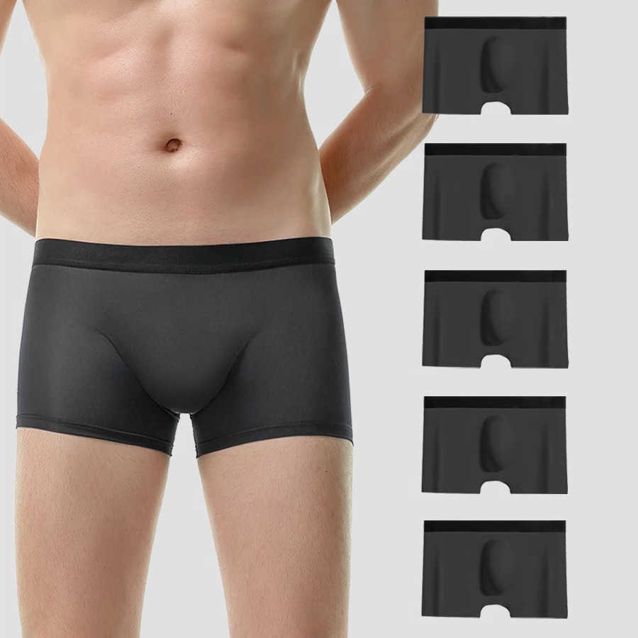 ice Men's Underpants silk 5PCS seamless underpants 3D punch bag cool breathable comfortable in summer flat-angled bottom underpants D260918