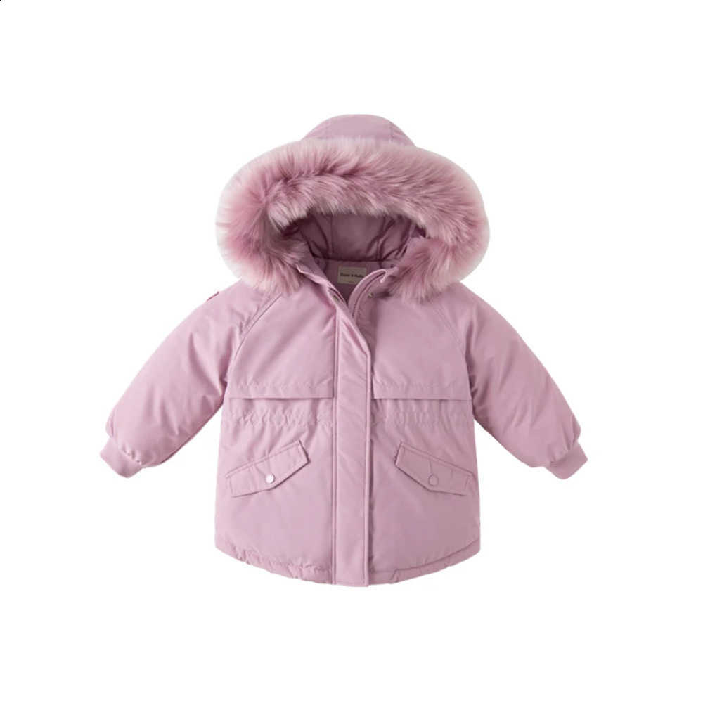 Baby Winter Dave Girls Bella 5Y-13Y Fashion Solid Hooded Down Coat Children 90% White Duck Down Padded Kids Jacket DK4224156W260917