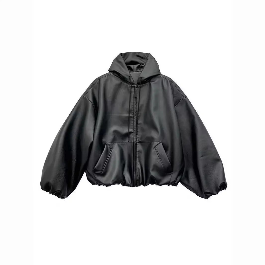 Vintage Biker Jacket Men Women PU Leather Motorcycle Jacket with Hood Windproof Zipper Coat Autumn Winter Casual Outerwear 260917