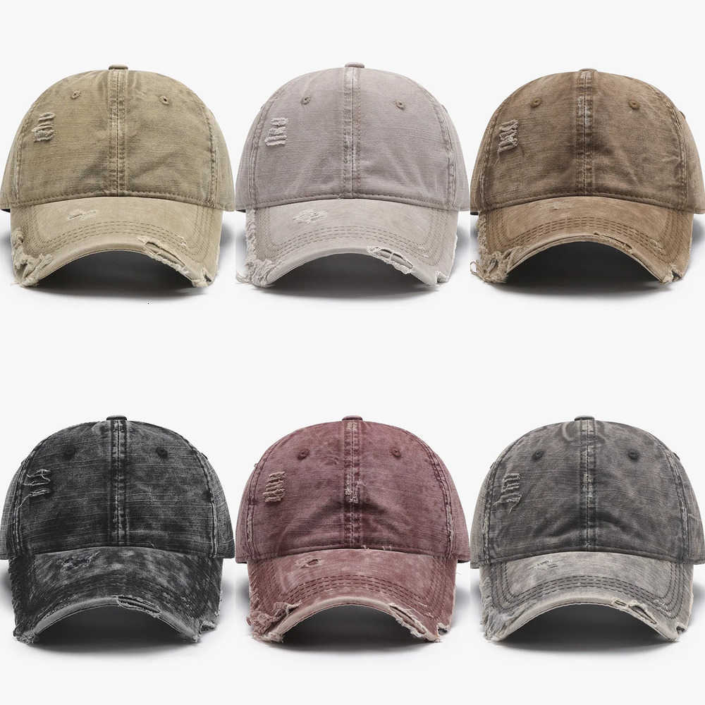 cotton baseball cap for fashion men and women vintage hats soft top ripped distressed weathered J260917