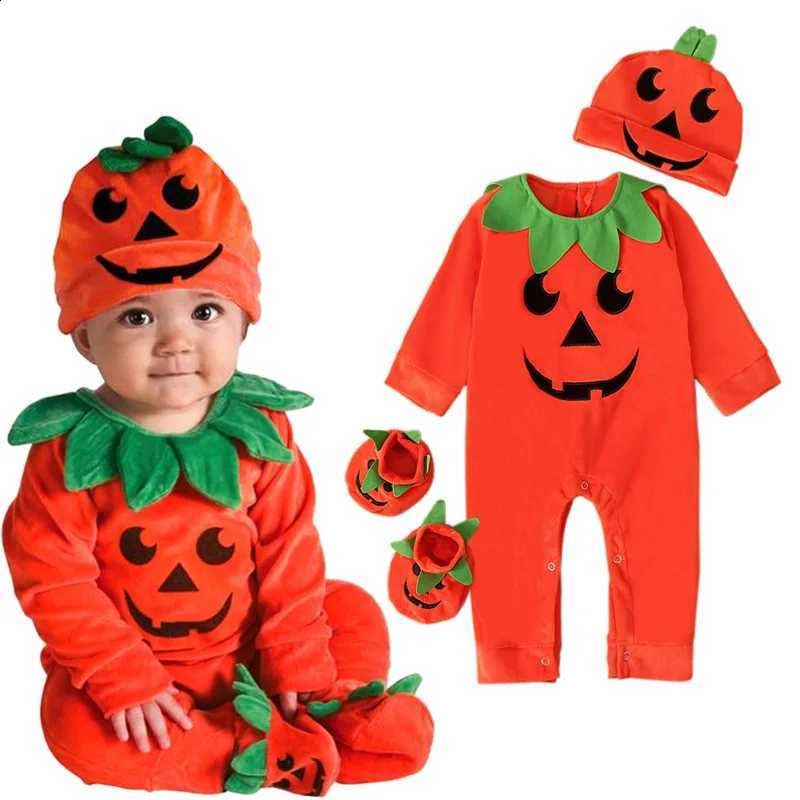 spring and Children's and European autumn boys and girls long-sled Halloween pumpkin rper + hat three-piece chW260917