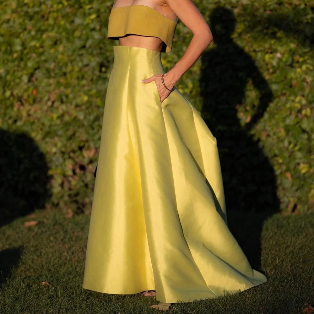 Women High Waist Satin A-Line Midi Skirt Taffeta Pleated Maxi Full Modern Prom Skirt Elegant Long Summer Birthday Party Skirt 260917