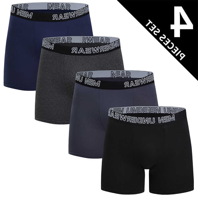 4-piece Set Of Men's Underpants Long Underwear Solid Color Youth Quick Drying Sporty Comfortable Casual Plus Size Flat Corner Pants Trendy D260