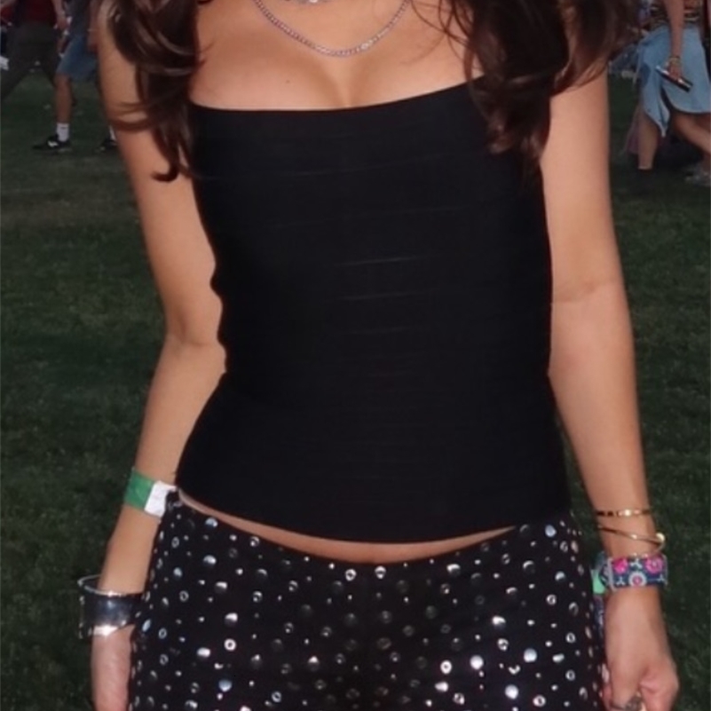 Spaghetti Strap Square Neck Bandage Cami Top Solid Black TightFitting Casual Tops 2026 Summer Lady Trendy Edgy Daily Outfit 260826