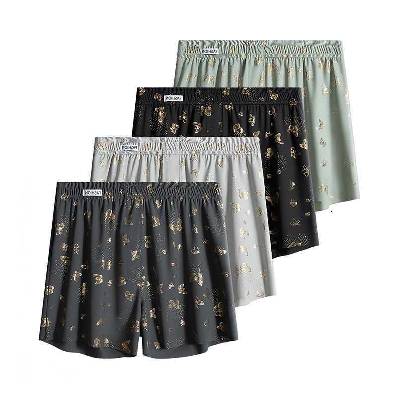 Men's Underpants 4-Piece Butterfly Print Personalized Aro Pants Loose And Breathable Casual Underwear Men's Fashionable Boxer Shorts D2609