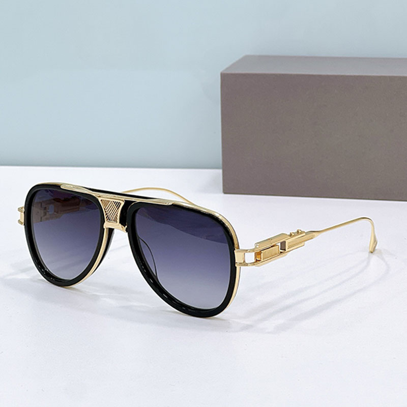 Fashion GRAND DECADE Pilot Sunglasses DTS460 Iconic Metal Mesh Decorative Floating Crown Bridge Glasses Gradient Grey Lens Three Piece Leg Designer