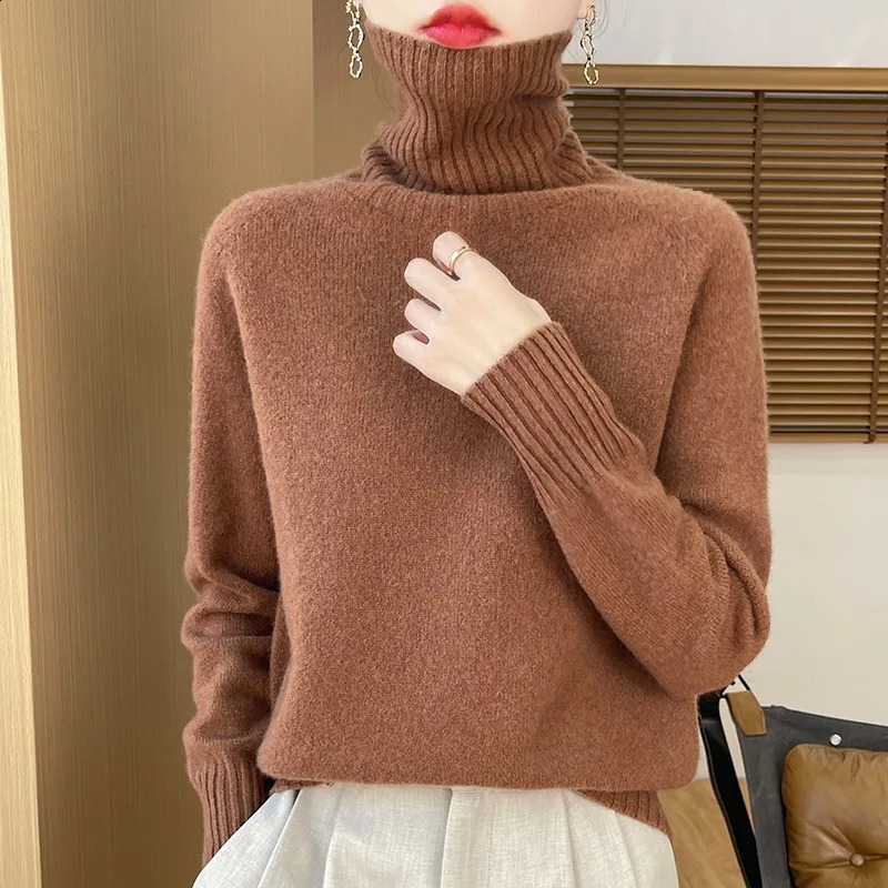 AutumnWinter 100% Merino Wool Hoodie Solid Color Long Sleeve High Collar Warm Top Women's 19 Color Sweater WQ708 260918