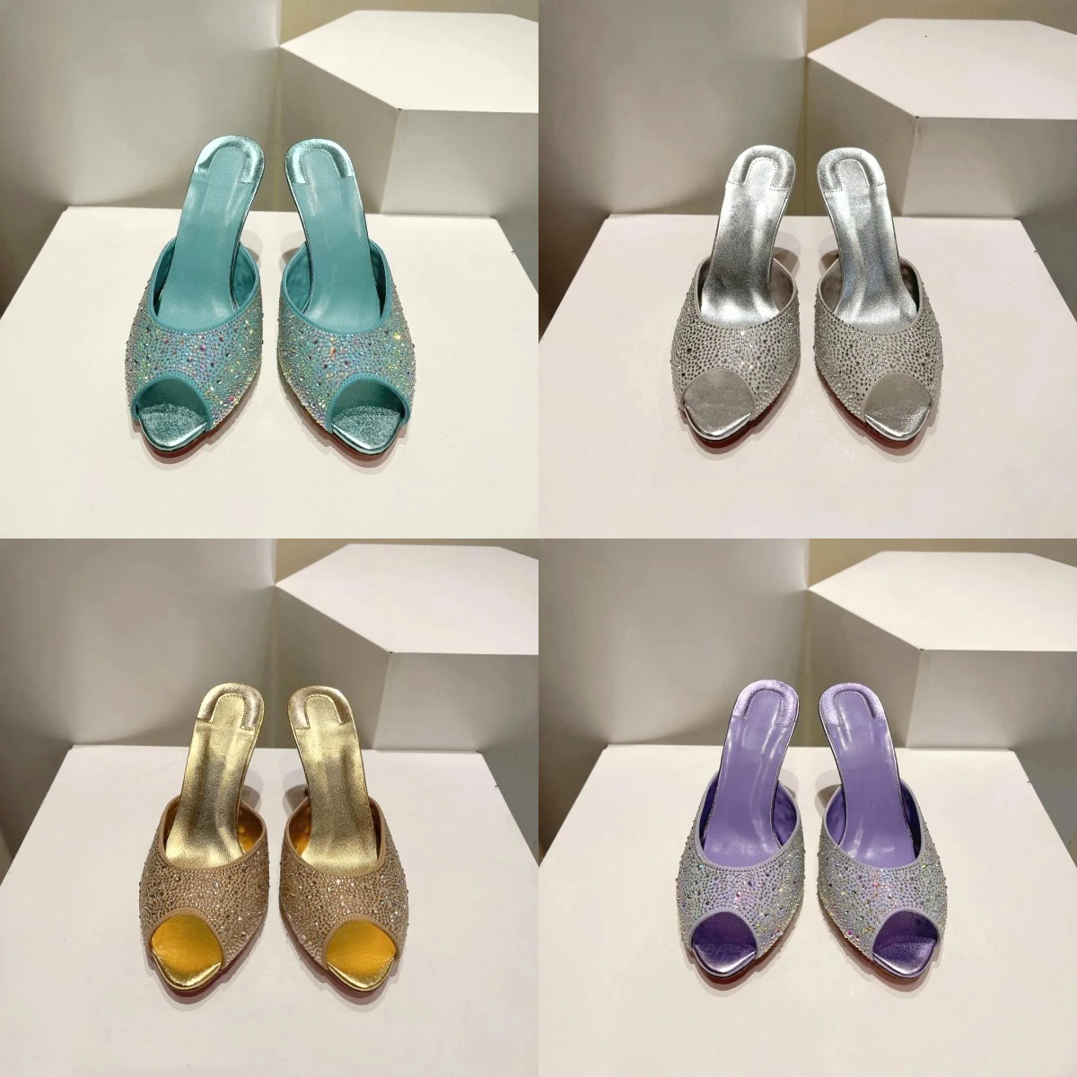 Luxury Pointed toe open toe backless mules Designer Glossy Patent Leather Slip on Stilettos Womens Fashion summer outdoor sandals Elegant Dinner ban