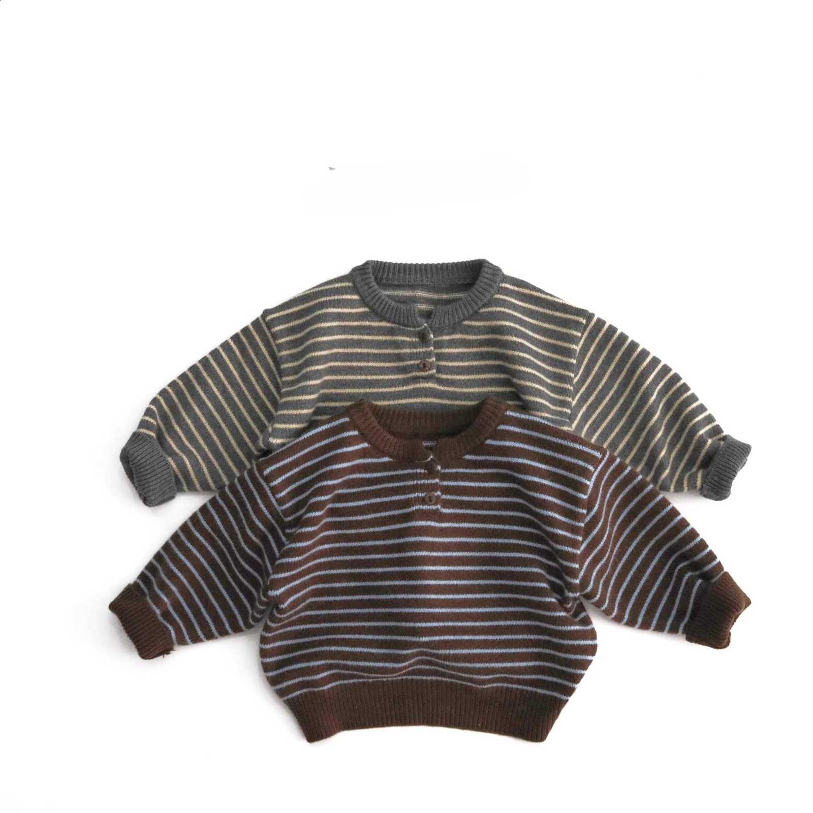 Children Sweater Classic Stripes 6770 Tops 2025 Autumn and Winter New Boy's Knitted Striped Plover Sweater Leisure TopsW260917