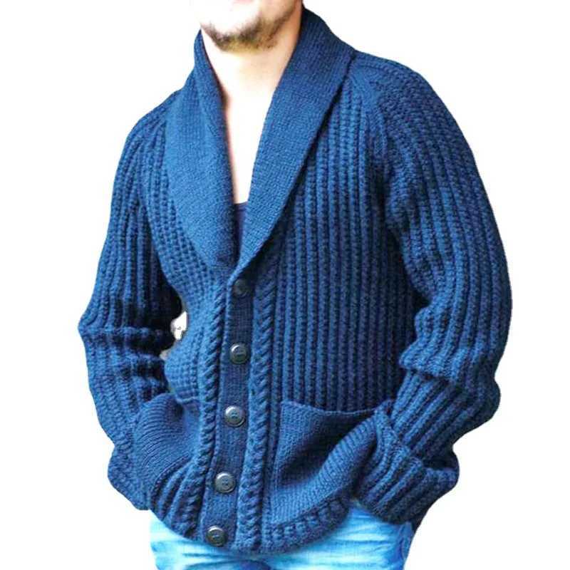 And Winter Autumn New Fashion Men's Lapel Leisure Cardigan Men's Coat Long Sleeve Jacquard Knit Sweater Men's Sweater S260918CX0H