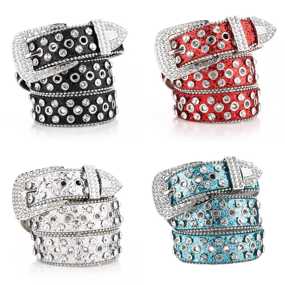 Designer Belt rhinestone belt for women crystal embellished leather belt full of rhinestones new fashion versatile decorative Fashionable high-quali