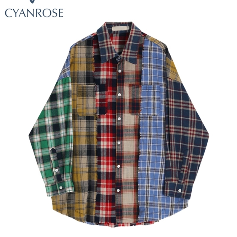 Women Patchwork Plaid Shirts and Blouses Y2k Vintage Korean Harajuku Fashion 90s Elegant Long Sleeve Polo-Neck Shirt Top Clothes 260917