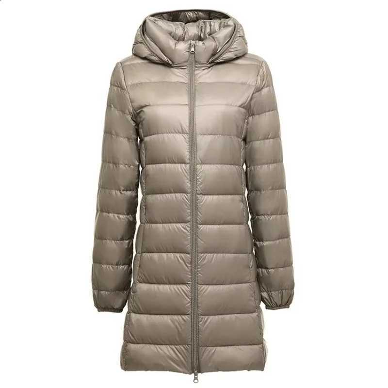 Ultra Light Thin White Duck Down Coat Womens Down Jacket Autunn Winter Slim Remove Hooded Parkas Ladies Long Puffer Outwears H260917