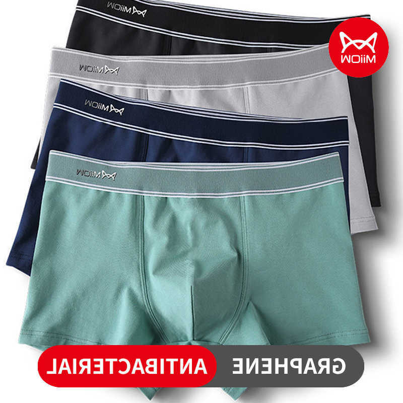 Mens Underpants MiiOW 3Pcs Cotton Panties Men's Underwear Breathable Man Boxershorts Graphene Antibacterial Men Underpants Men Boxer Trunks D26