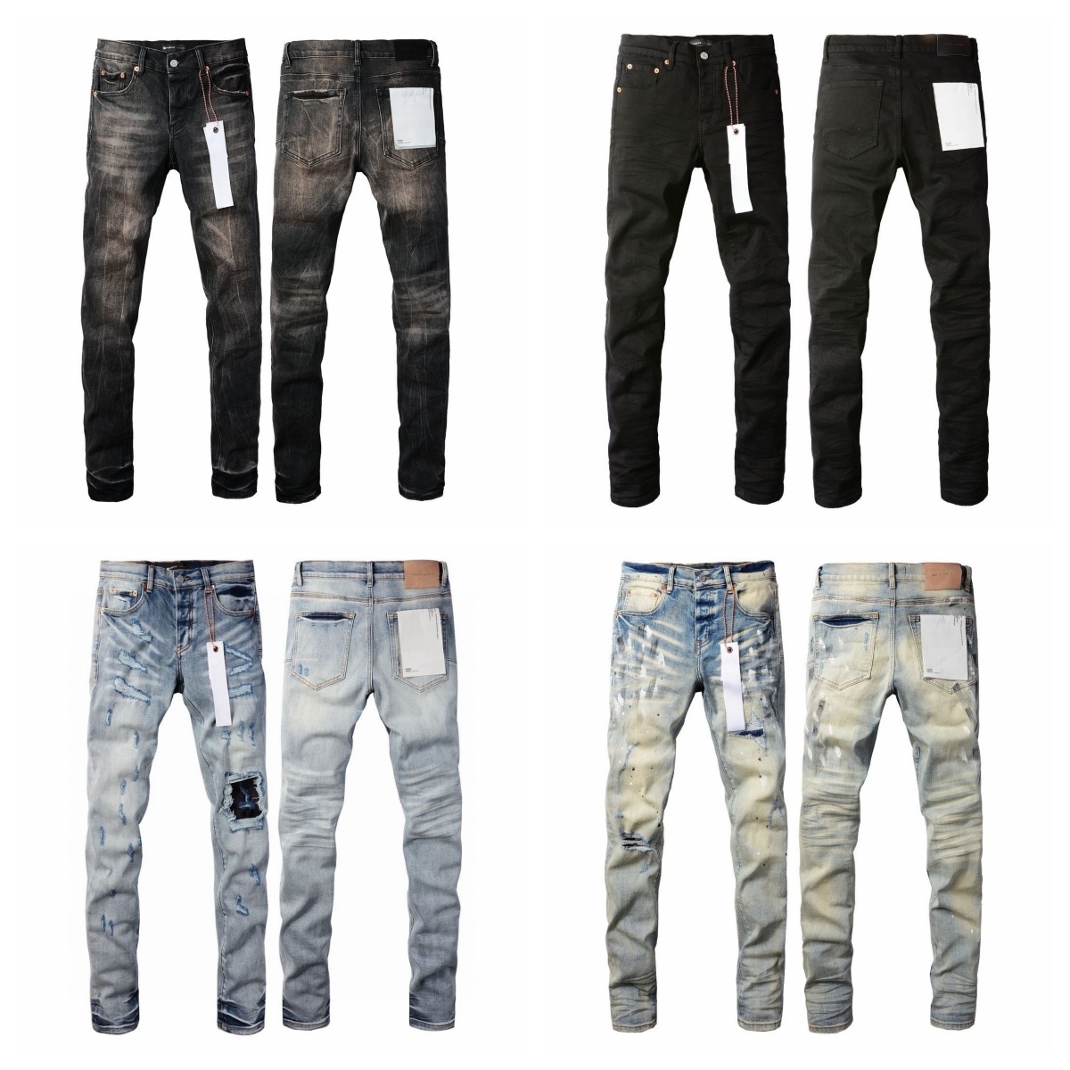 Men's Jeans Paint Splatter Ripped Jeans Vintage Washed Distressed Stretch Denim Trousers American Hip Hop Streetwear Casual Pants For Daily Str