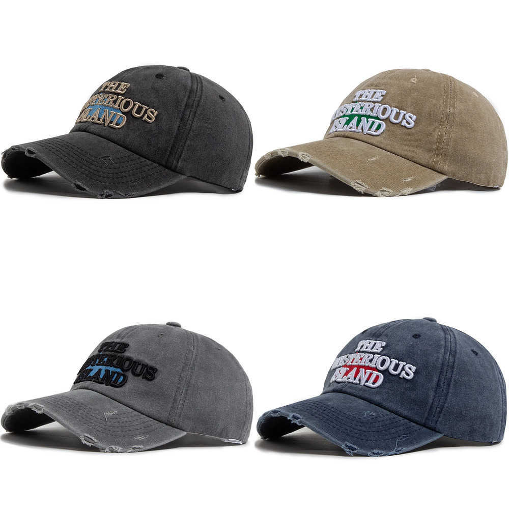 Baseball Island Letter The Mysterious Cap For Men Washed Cotton Vintage Visor Hat Casual Snapback Women Fashion Hip Hop Caps Uni J260917