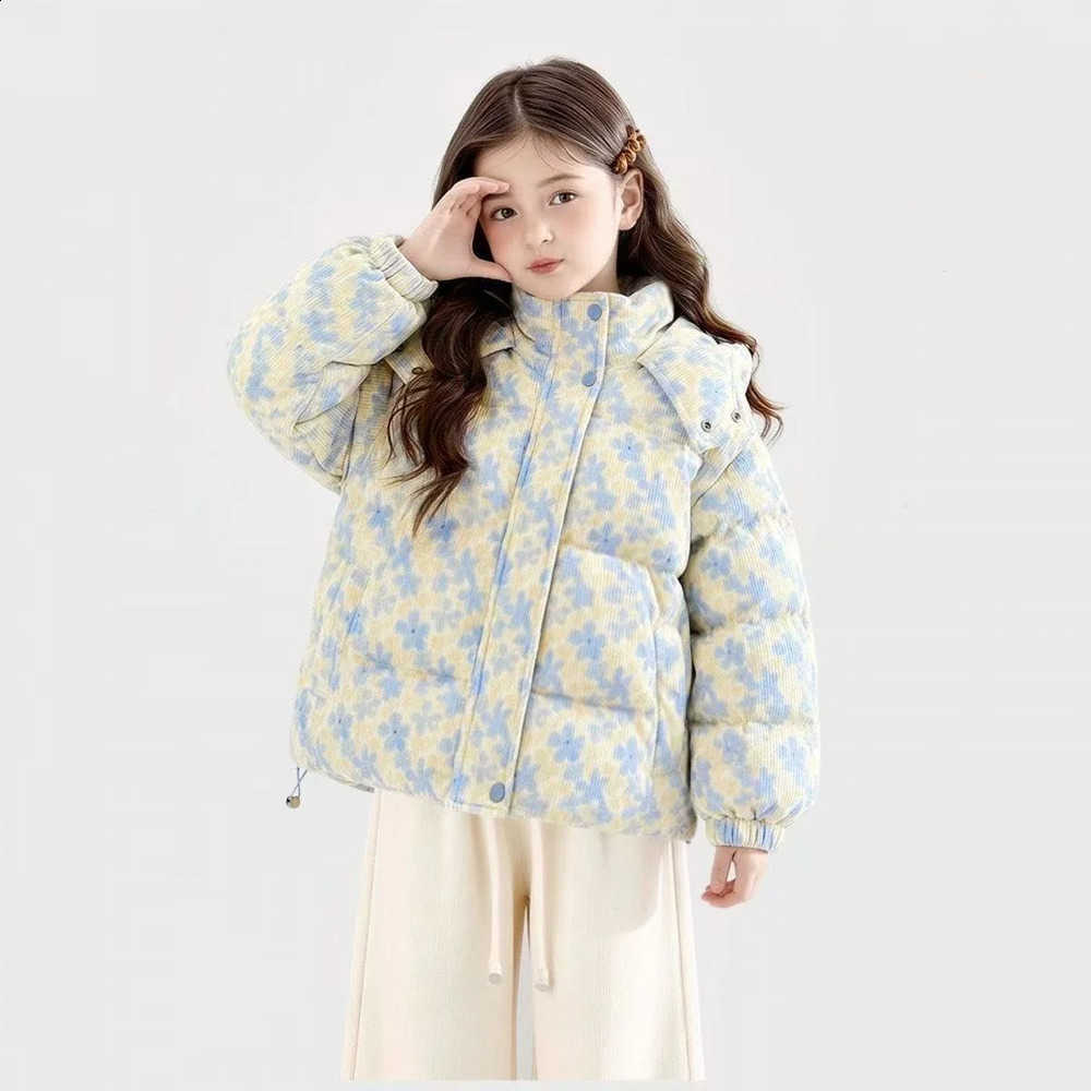 New Girls 2026 Winter Jacket Fashion Kids Thickened Cotton Coat Hooded Snowsuit Down Jacket Children Clothing 120-170cmW260917