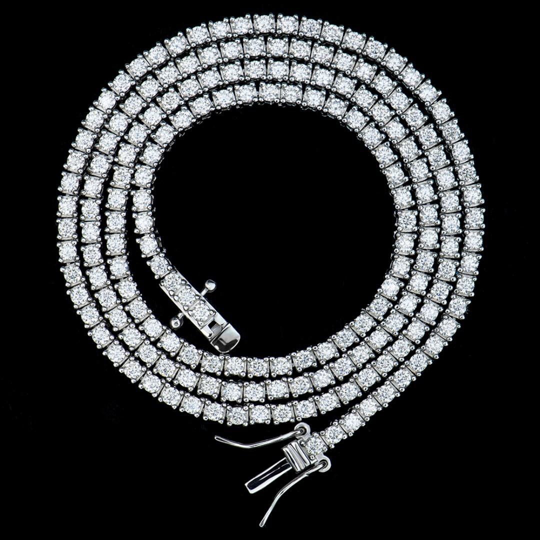 Custom Hiphop 2mm Gra Certified Clustered 925 Sterling Silver Vvs1 Diamond Moissanite Mossanite Jewelry Tennis Necklace Chain