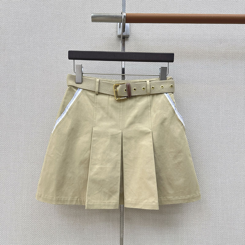 Brand Mini Pleated Skirt Designer Women Waistband Khaki A Line Sexy Preppy Style Dress Summer Luxury Elegant Bodycon Party Skirts
