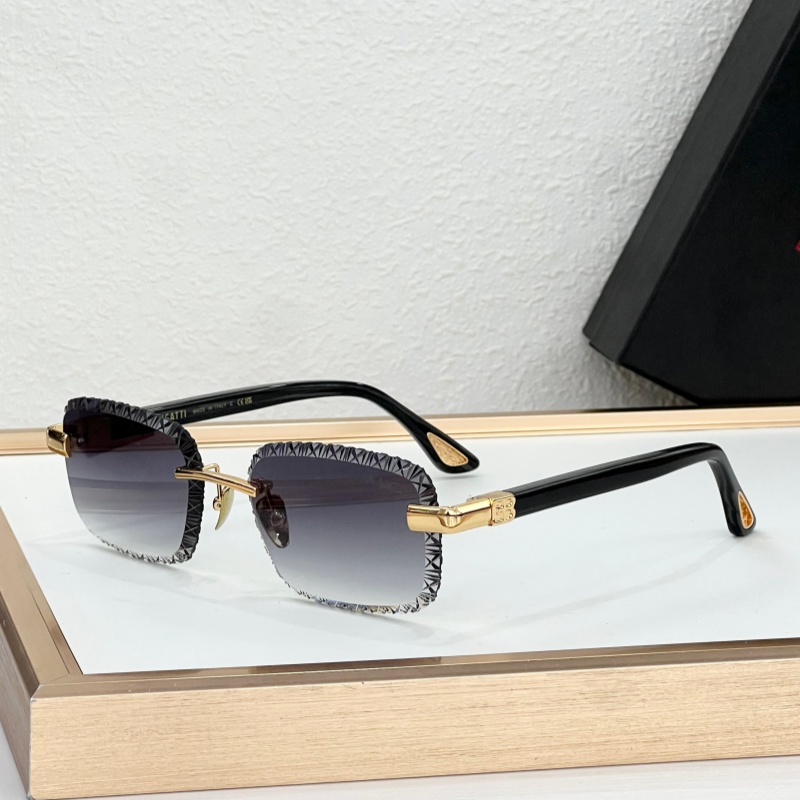 BUGATTI 37-RX/AN Rimless Cut Lens Sunglasses Top Quality Luxury Crystal Edge Shades for Men and Women Metal Temple UV400 Eyewear With Original Box S