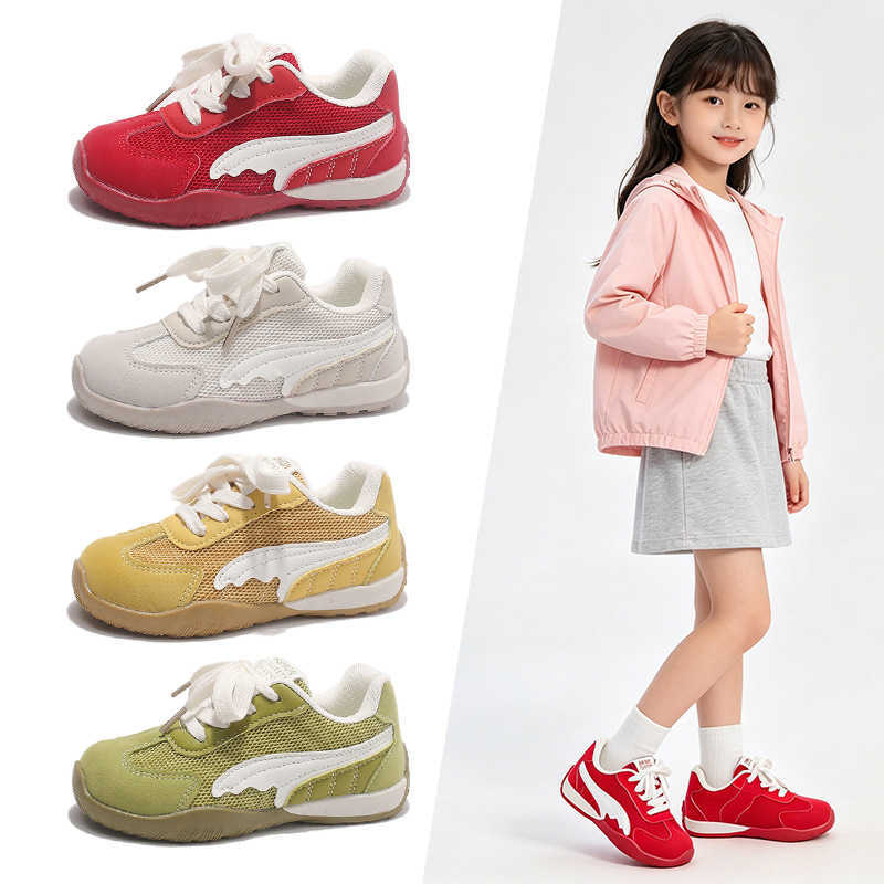 Girls' shoes 2026 autumn new collection children's red sneakers girls' mesh soft-soled princess-style shoes inspired by Forrest Gump
