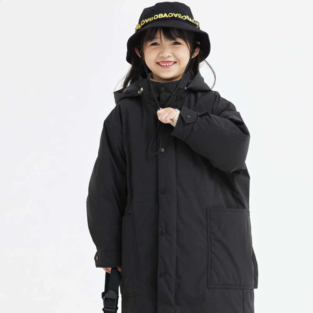 Warm Kids Extended 2025 New Windproof Children's Clothes Solid Color Winter Outdoor Snow Clothing Girls' Cotton Jacket RM91W260917
