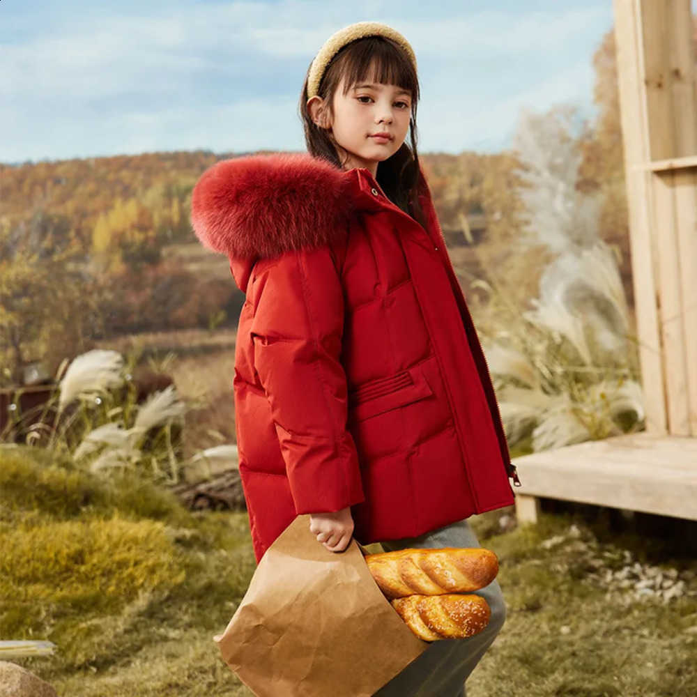 Duck Girls RAISE Down Children Jacket Waterproof Thick Warm Winter Jacket For 5-12Y Girls Junior Kids Girls Faux Fur Hooded CoatW260917
