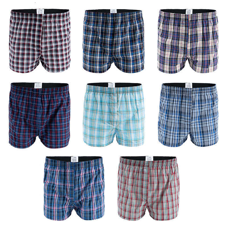 Thin Underpants 3/5Pcs/lot Boxer Men Summer Underwear Shorts Casual Plaid Elastic Waistband Mens Boxer Underwear Woven Shorts for Home D260918