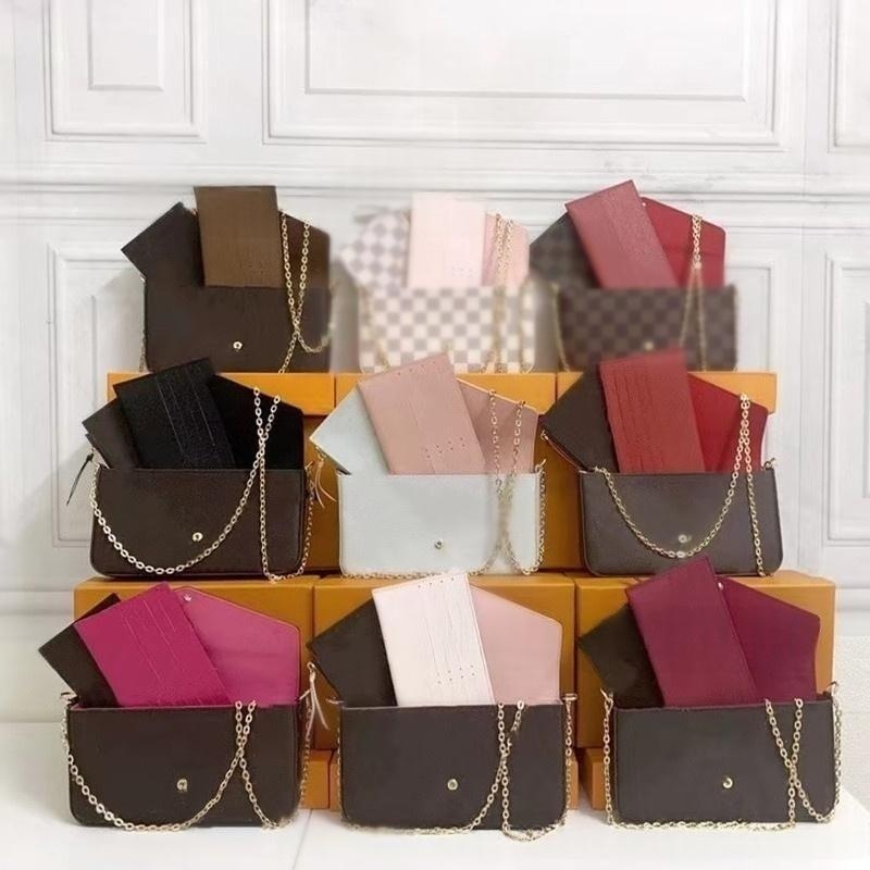 2026 designer bag New Vintage Monogram 3 in 1 Envelope Chain Bag 3Pcs Set Women Fashion Shoulder Crossbody Bag Trendy Multi-purpose Handbag