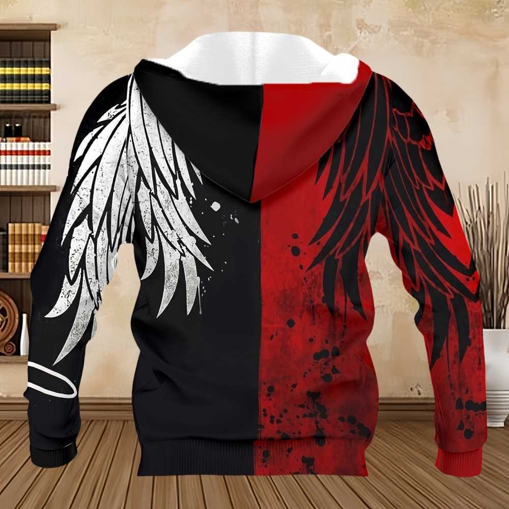 Hoodies Christmas hoodie Fashion Mens Red Black Skull Angel 3D Printed Sweatshirt Autumn Unisex Kangaroo Pocket Pullover Hoodie Casual Sportswear C2