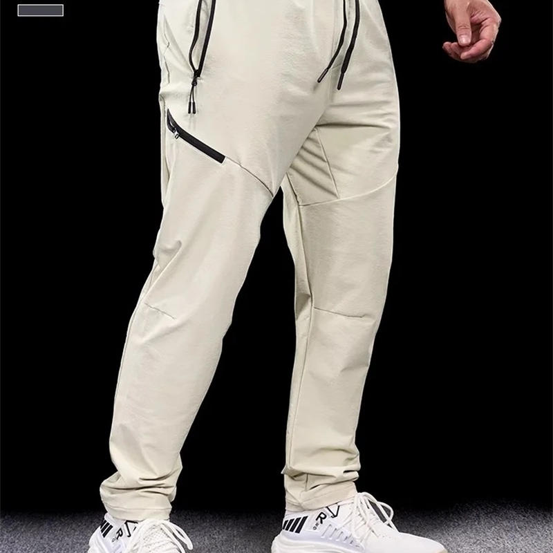 Autumn Winter Men Quick-drying Sports Casual Trousers Gym Fitness Running Training Clothes Micro-elastic Zipper Pocket Pants 260917