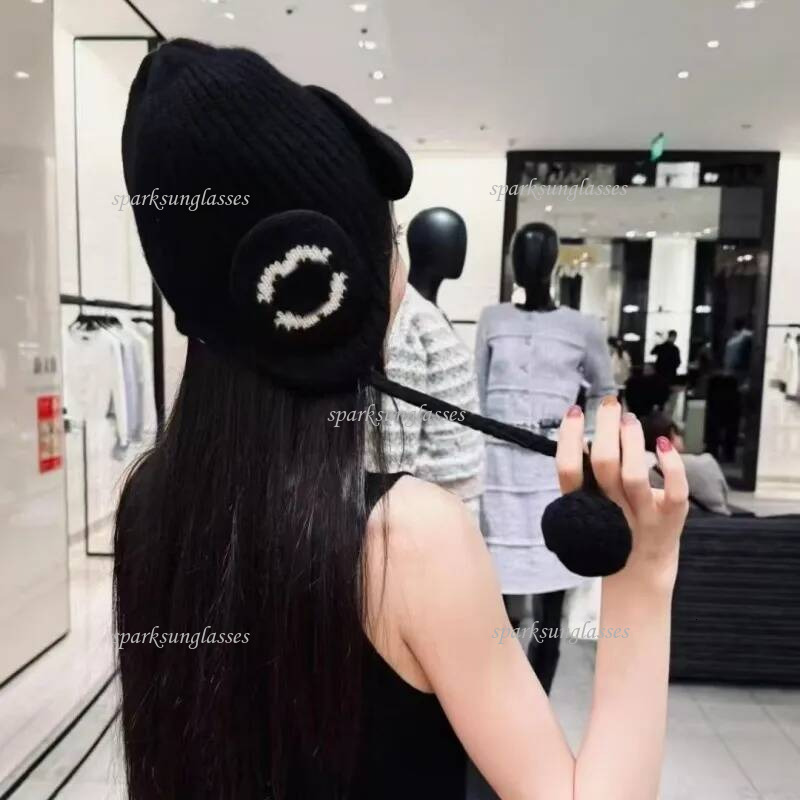 Brand CHAN Beanie Fashionable Woolen for Warmth Lazy Autumn and Winter Windproof Ear Protecting Knitted Hat