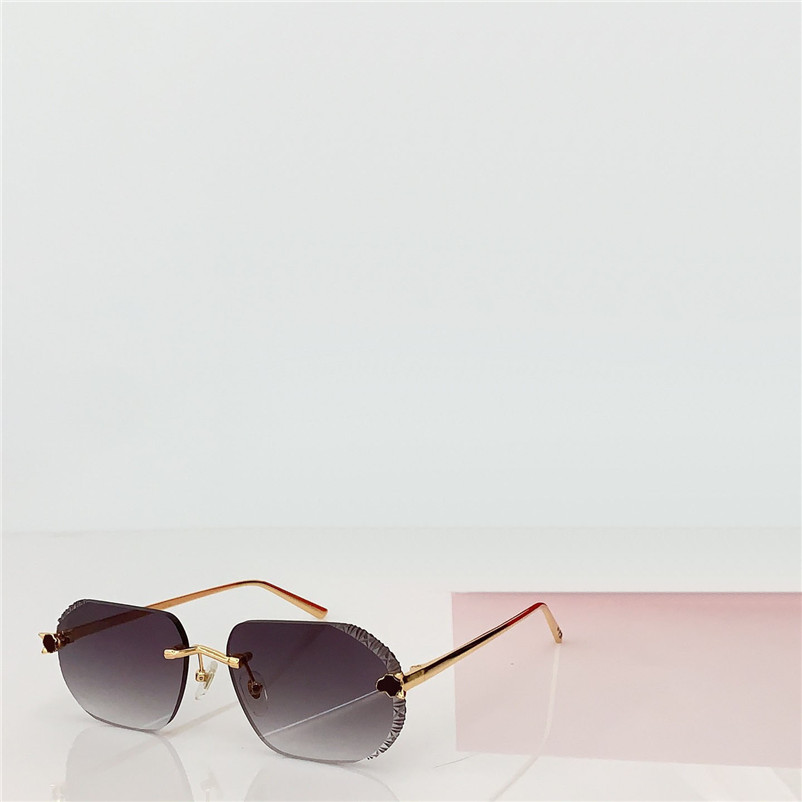 New fashion design rimless polygons sunglasses 0762S diamond cut lenses metal temples simple and popular style versatile outdoor UV400 protection ey
