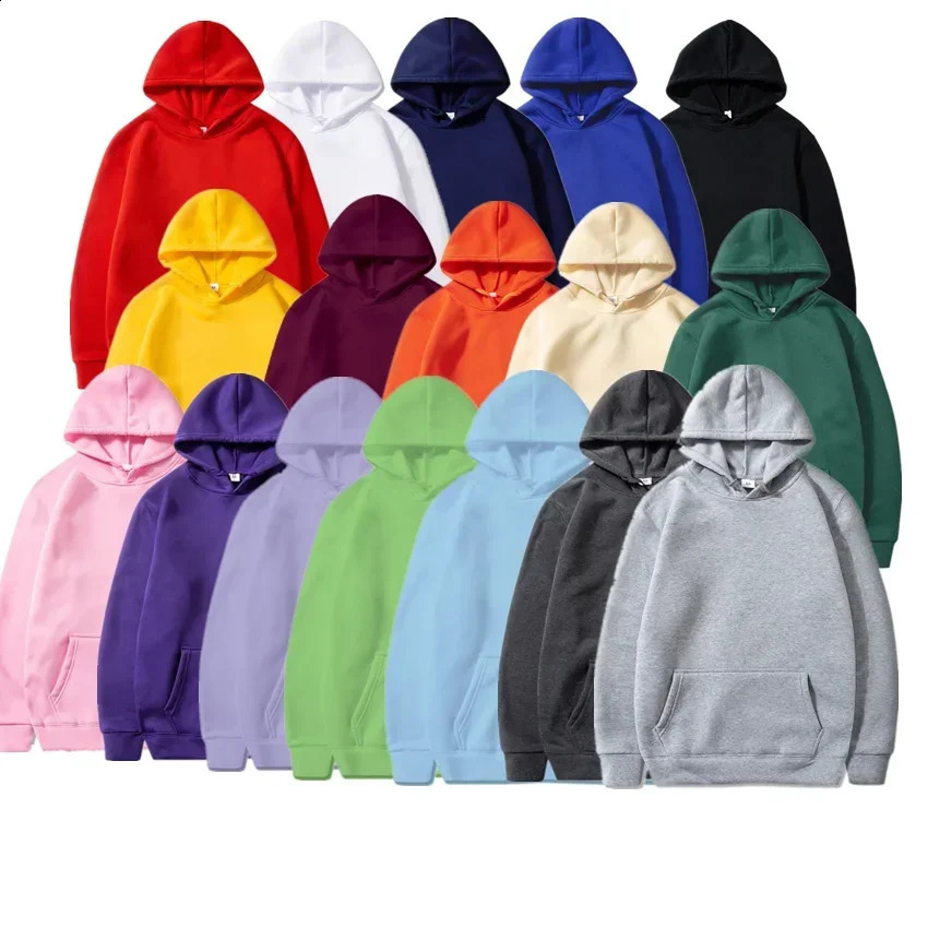 Men's and Women's Solid Color Pocket Hoodies Sports Fitness Sweatshirts Fashionable Casual Pullovers Multi Color 260917