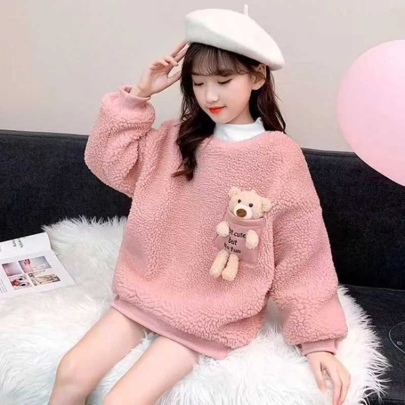 Size Girls' Mid-Big 2025 New Korean Sle Lamb Wool Thicke Warm Autumn/Winter Slish SweatshirtW260917