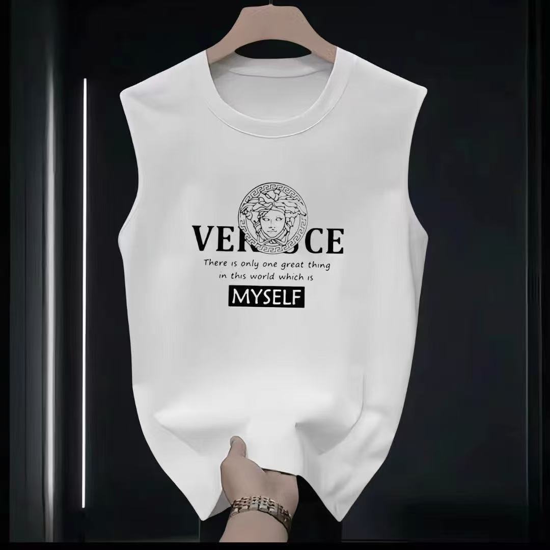 Men's T-Shirts Summer fashion brand solid color sporty sleeveless vest versatile and trendy with loose printed design men's vest to wear o