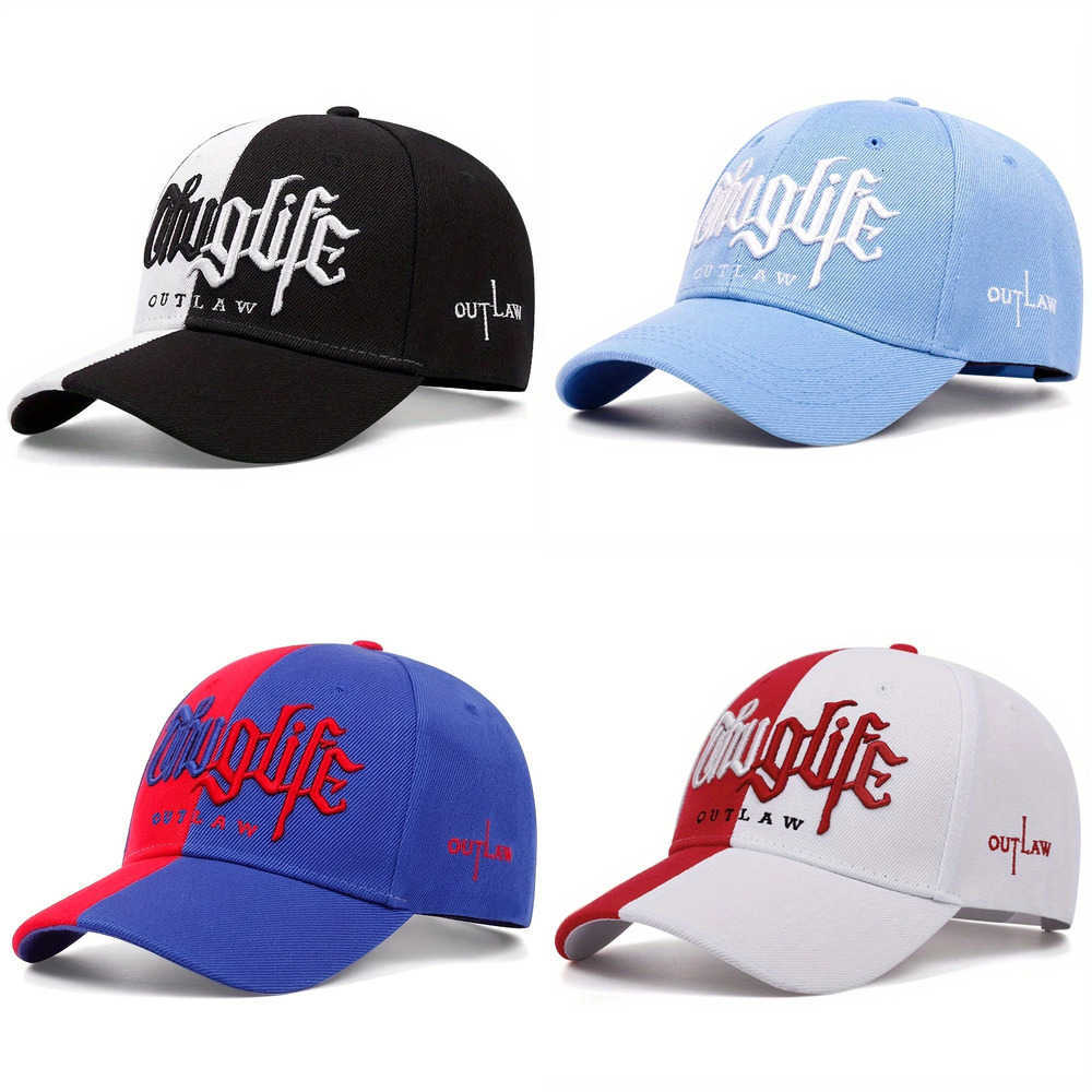 Block Y2K Gothic Split Color Letter Print Baseball Cap Multi Two Tone Adjustable HipHop Dad Hat for Streetwear Urban Outfit Kids J260917