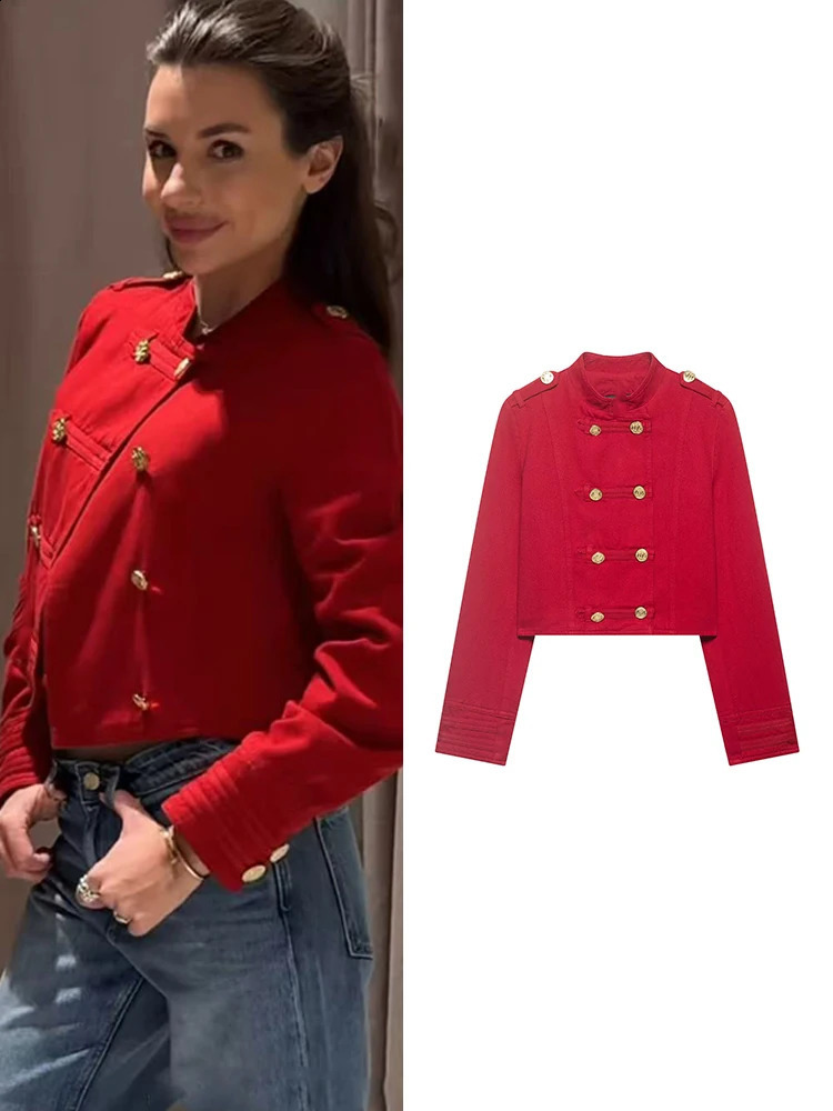 TFMLN Fashion Women Court Style Cropped Jacket Elegant Long Sleeve Double Breasted Coat 2026 Spring Autumn Chic Outwear Lady 260918