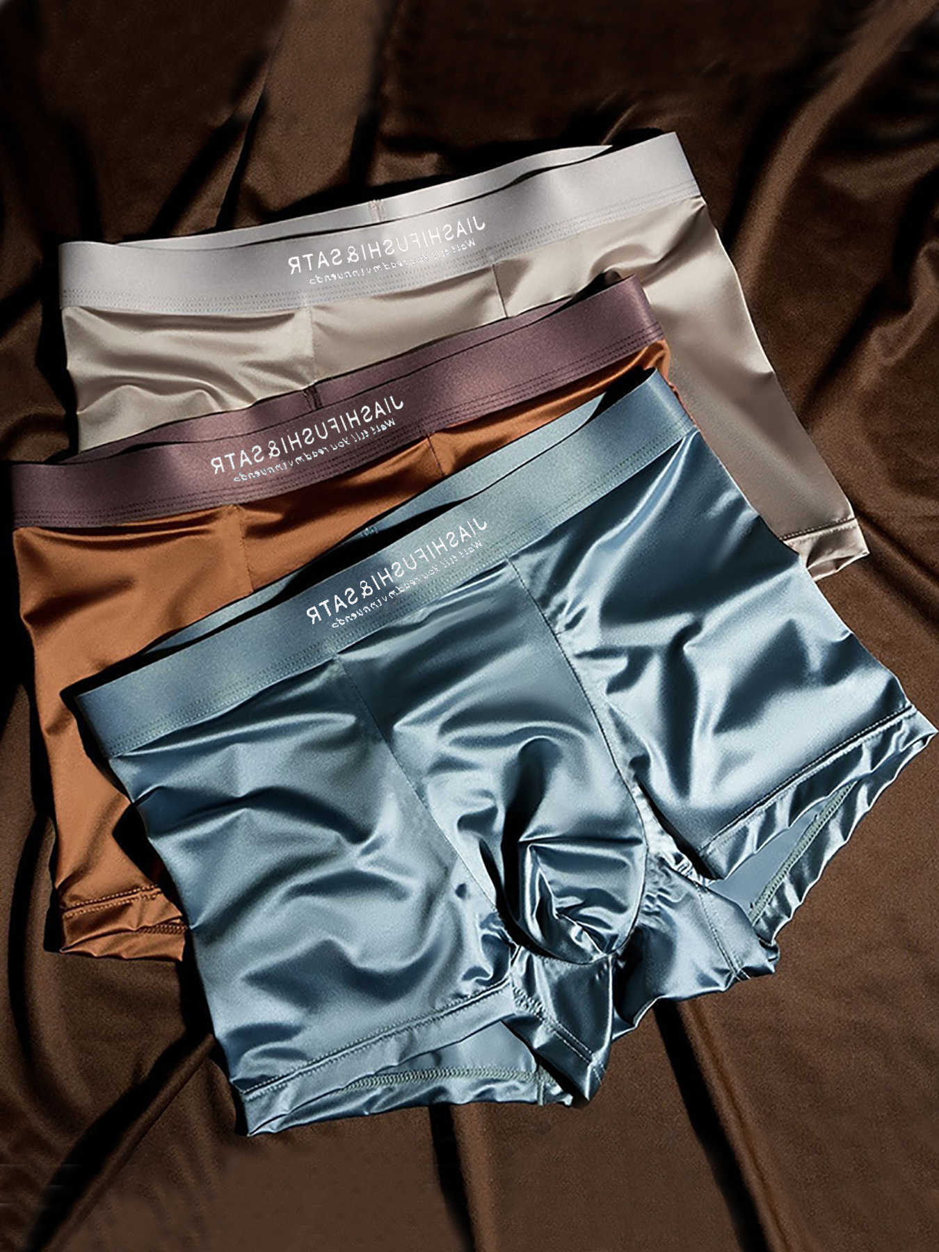 Silk Underpants 3PCS Summer Ice Men's Underwear Light Satin Soft Smooth Comfortable and Breathable Four-Corner Pants D260918