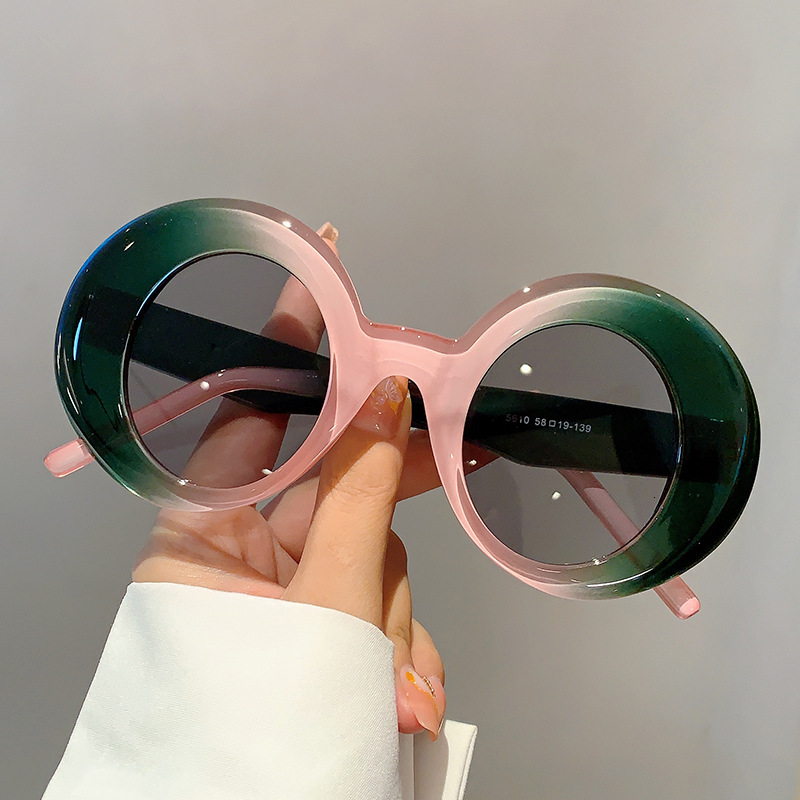 Factory Direct New European And American Style Fashion Round Frame Personality Simple Trend UV Protection Sunglasses Liuyuemoshang